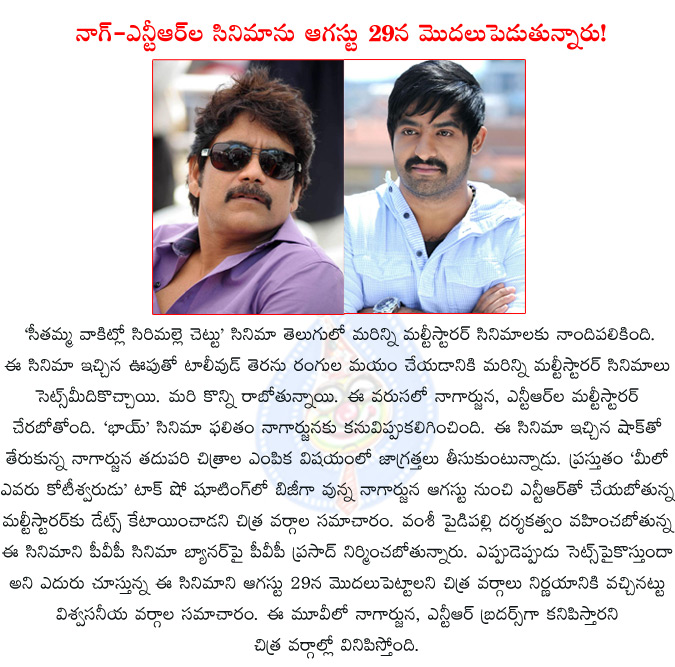 nagarjuna,jr ntr,nagarjuna and jr ntr multi starrer,vamsi paidipally,pvp cinema,pvp prasad,prasad v.potluri,meelo evaru koteeswarudu,seethamma vakitlo sirimalle chettu,rabhasa,  nagarjuna, jr ntr, nagarjuna and jr ntr multi starrer, vamsi paidipally, pvp cinema, pvp prasad, prasad v.potluri, meelo evaru koteeswarudu, seethamma vakitlo sirimalle chettu, rabhasa, 